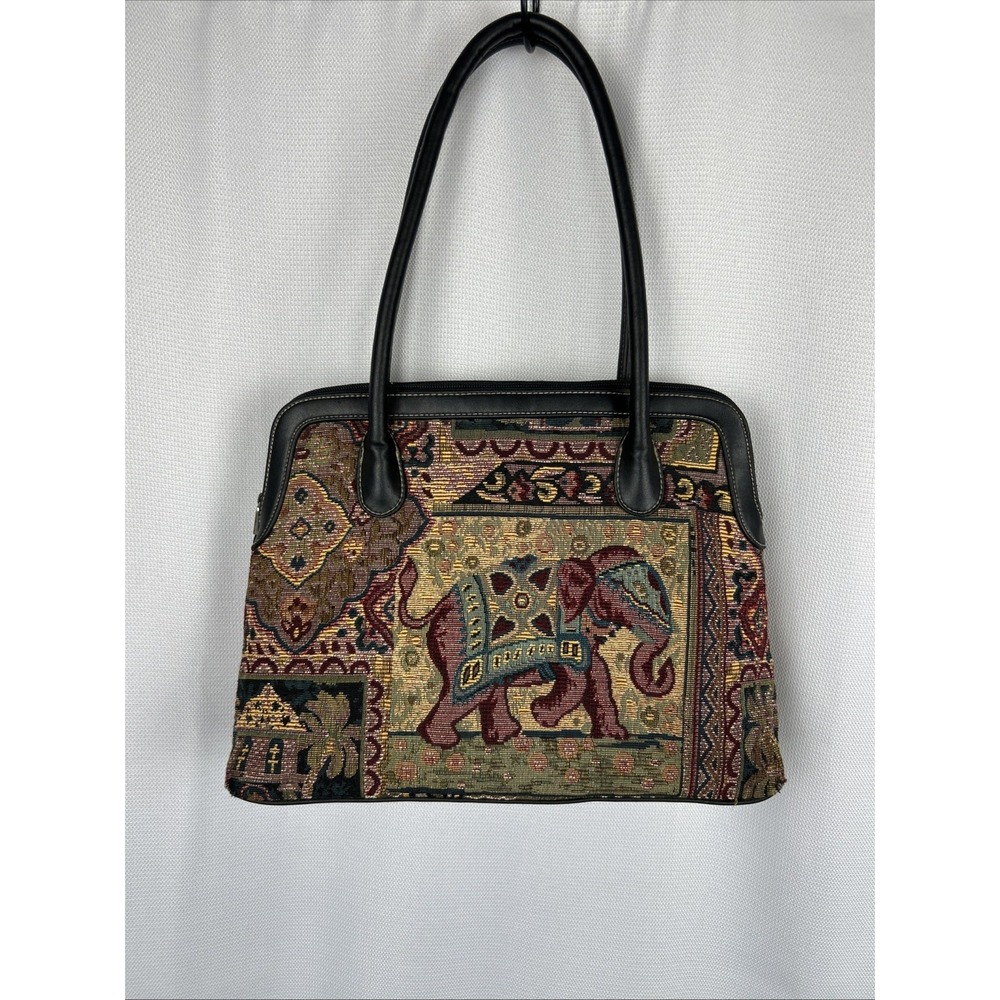 St. John's Bay Tapestry Handbag Elephant Paisley Woven Boho Purse Faux Leather